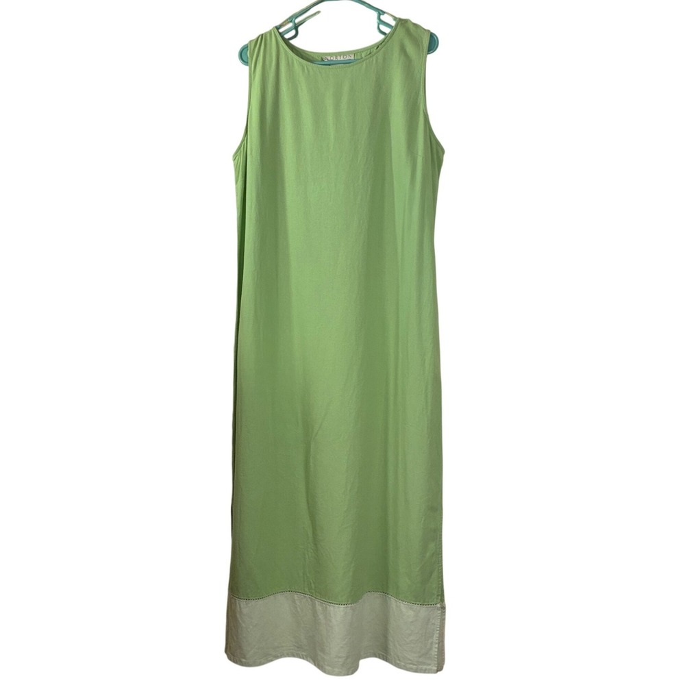Norton McNaughton Dress XL Green Linen Blend Sheath Summer Coastal Vacation